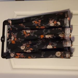 Torrid Brand Skirt Black with orange and cream floral detail